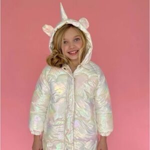 Lola & the Boys iridescent unicorn puffer coat size 6